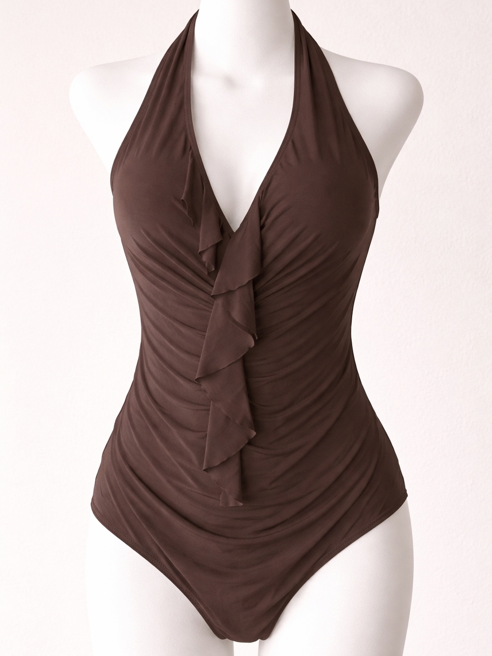 Miraclesuit Women's Halter Ruffle One-Piece Swimsuit - Brown
